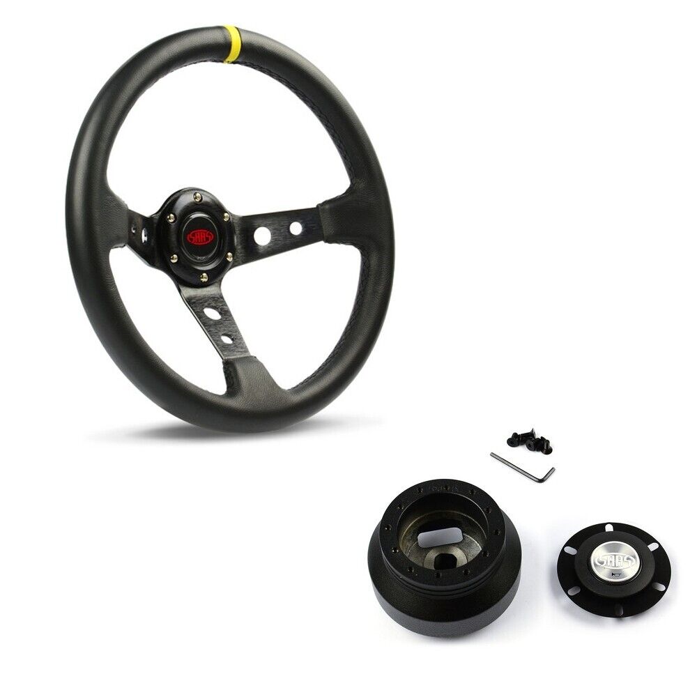 SAAS GT Leather Indicator Steering Wheel & Boss Kit For Ford Falcon AU 1998-2002