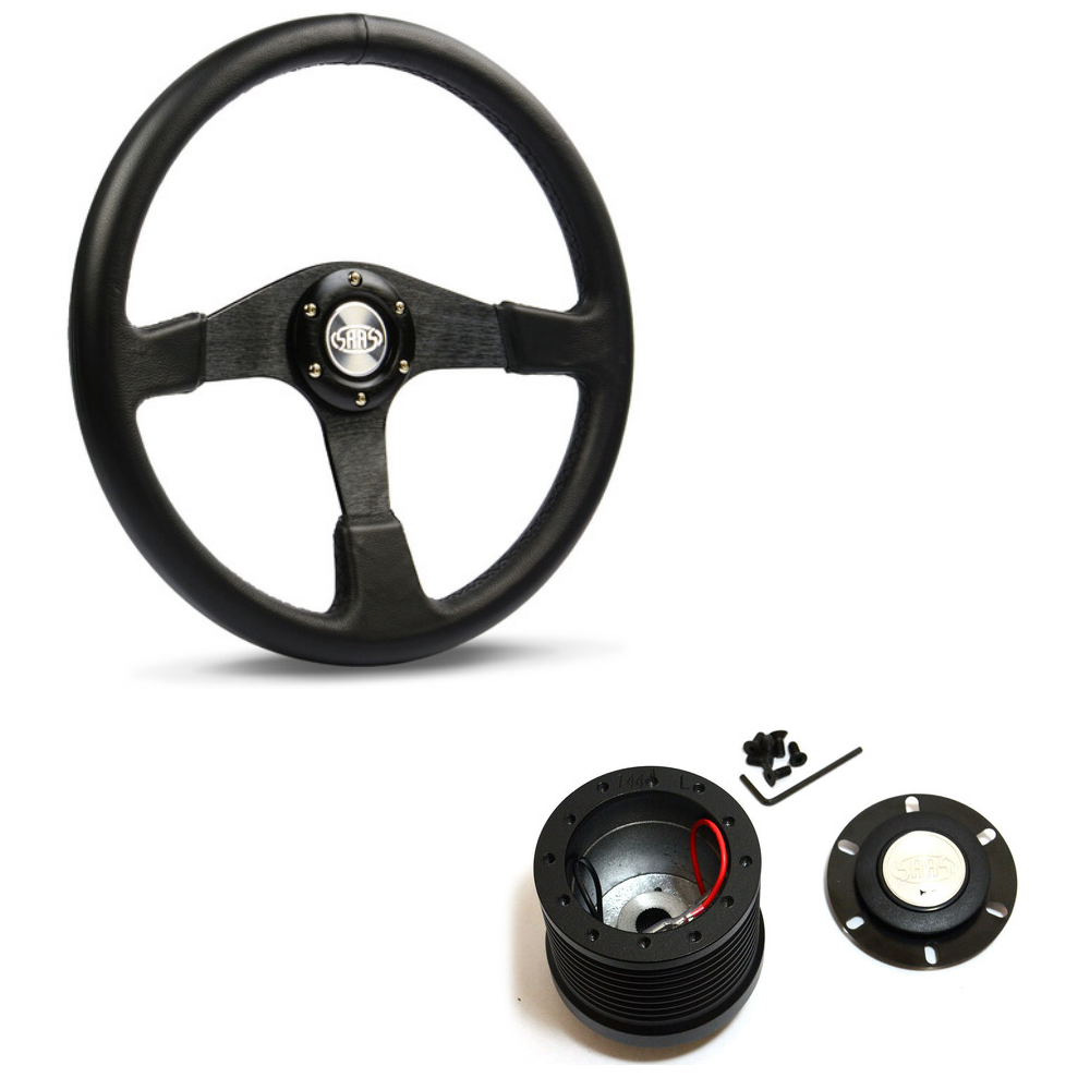 SAAS 4X4 Leather 15" Steering Wheel & Boss Kit For Nissan Patrol MQ 1980 - 1985
