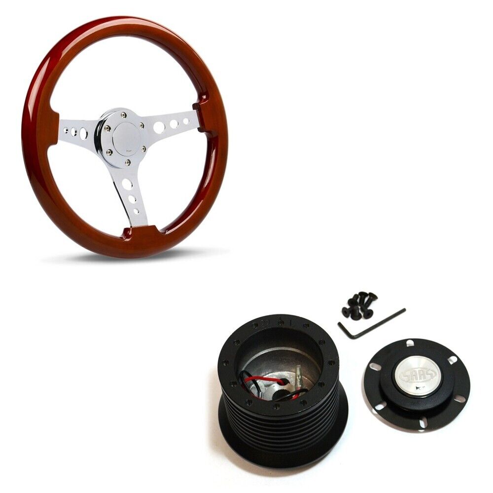 SAAS Classic Wood Grain Steering Wheel 14" & Boss Kit For Holden EJ EH 1962-1967