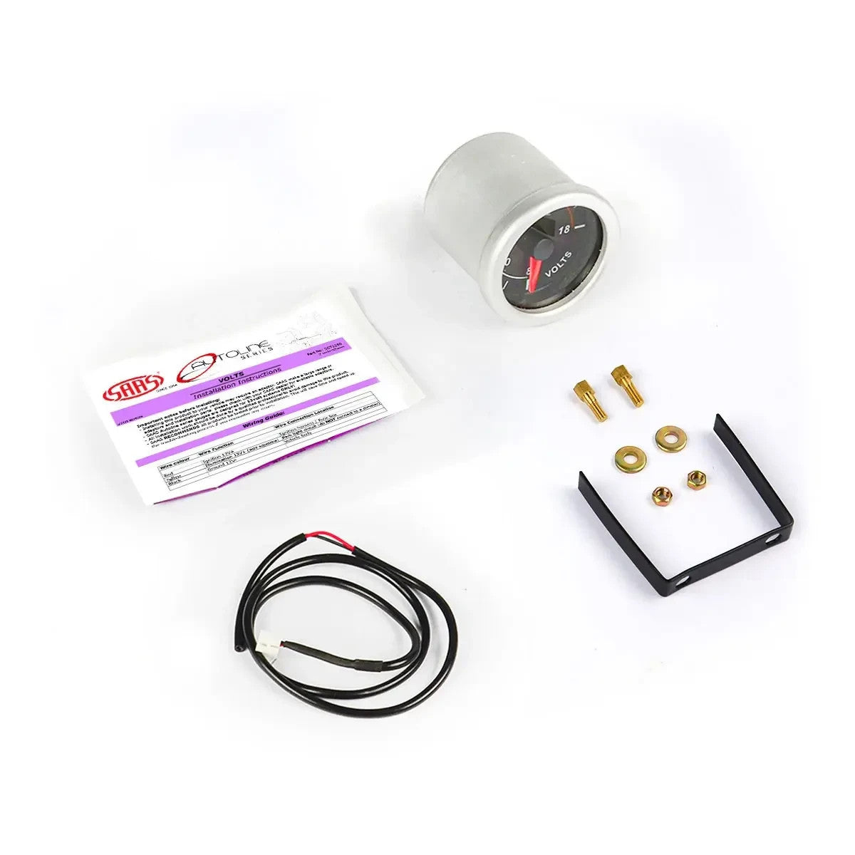 SAAS Volt Gauge 8v-18v 52mm Autoline Series Black 12V SG712502