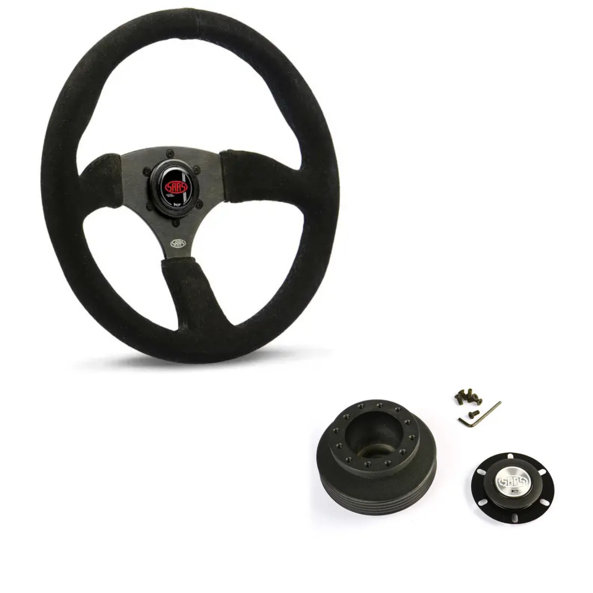 SAAS Suede Motorsport Steering Wheel & Boss Kit For BMW E36 1991-93 (non airbag)0
