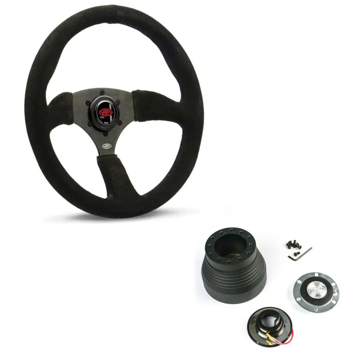 SAAS Suede Motorsport Steering Wheel & Boss Kit For BMW E30 1982 - 19940