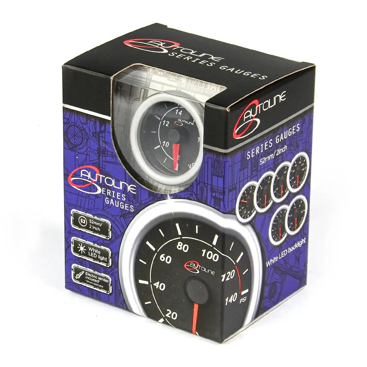 SAAS Volt Gauge 8v-18v 52mm Autoline Series Black 12V SG712503