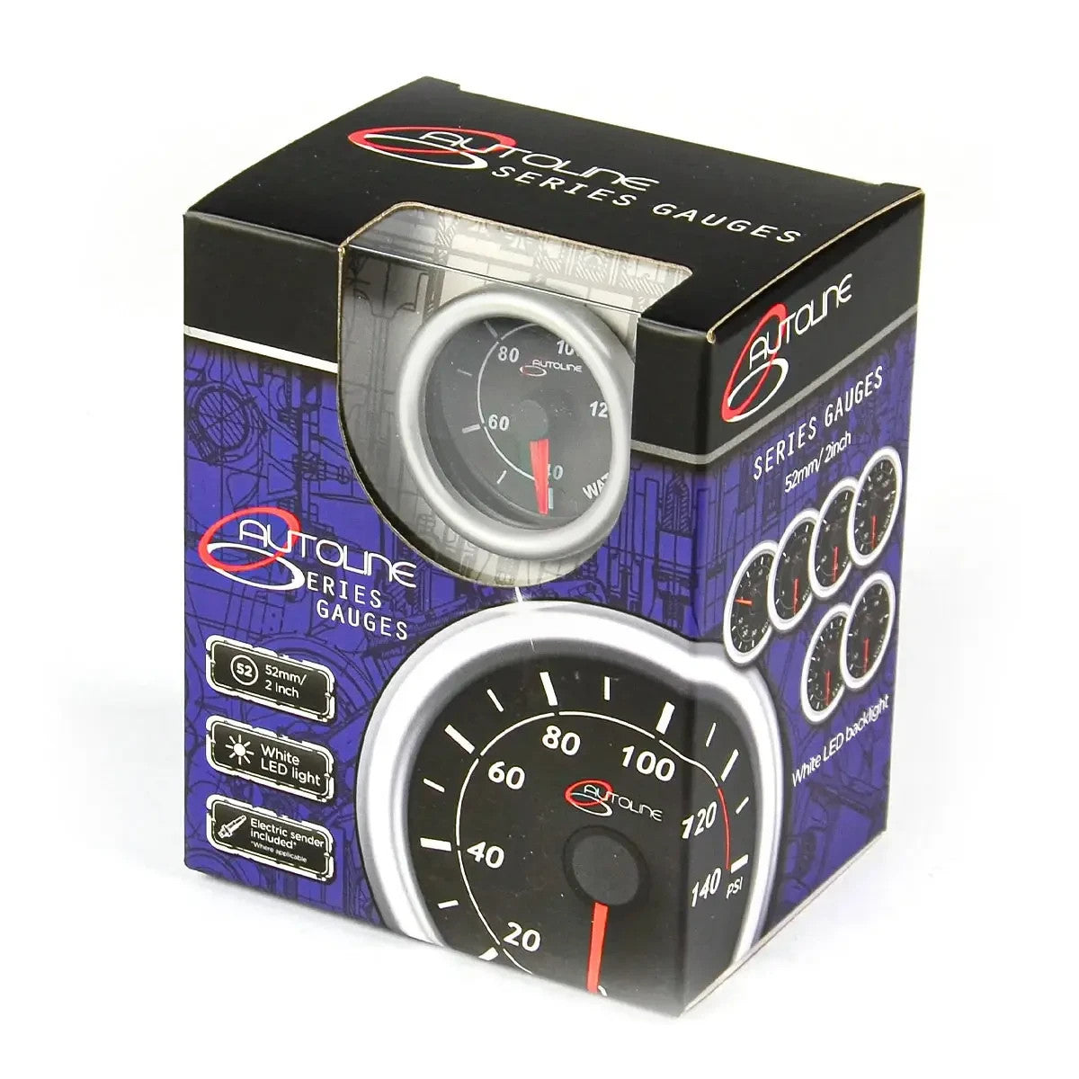 SAAS Water Temp Gauge 40°- 120° 52mm Autoline Series Black 12V SG712204