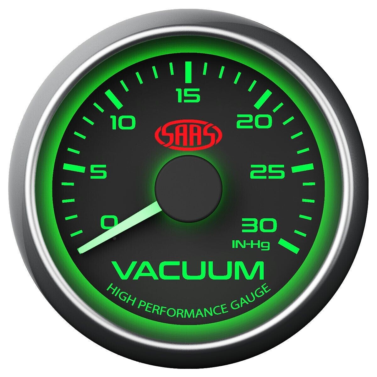 SAAS SGVAC52B Vacuum 52mm 2" 0>30in HG Analog Gauge Black Face Grey Rim 4 Colour