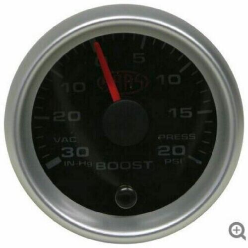 SAAS Turbo Boost 52mm 2in 30 IN-HG > 20 PSI Analog Gauge Black Face Silver Rim