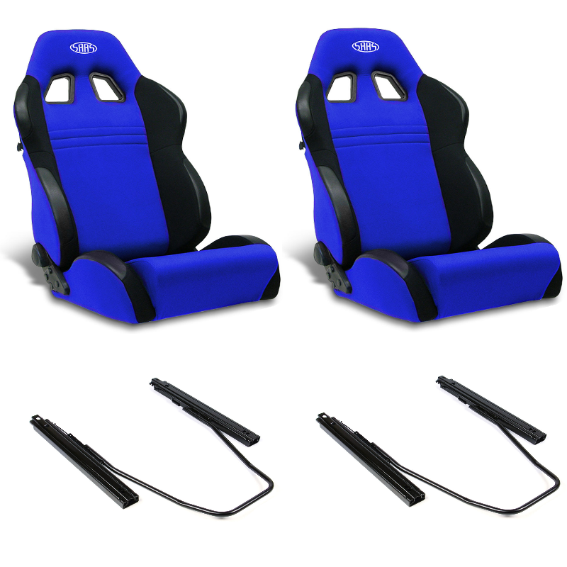 SAAS Vortek Seats (2) With Rails Dual Recline Black/Blue ADR Compliant