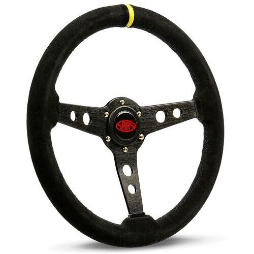 SAAS Steering Wheel Suede 14" ADR Retro Black Spoke + Indicator