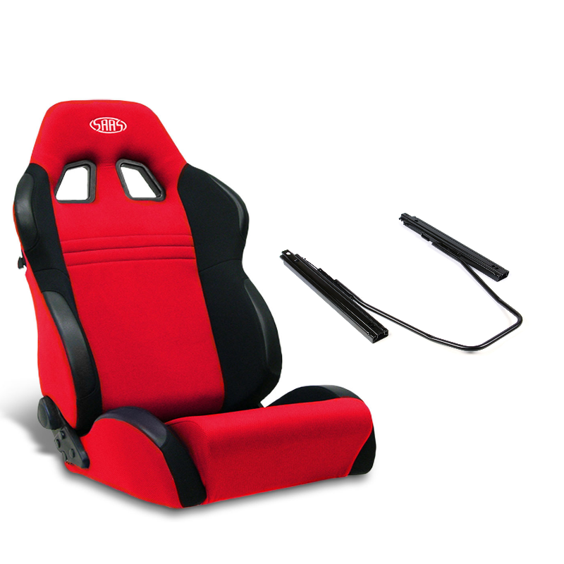SAAS Vortek Seat (1) With Rails Dual Recline Black/Red ADR Compliant