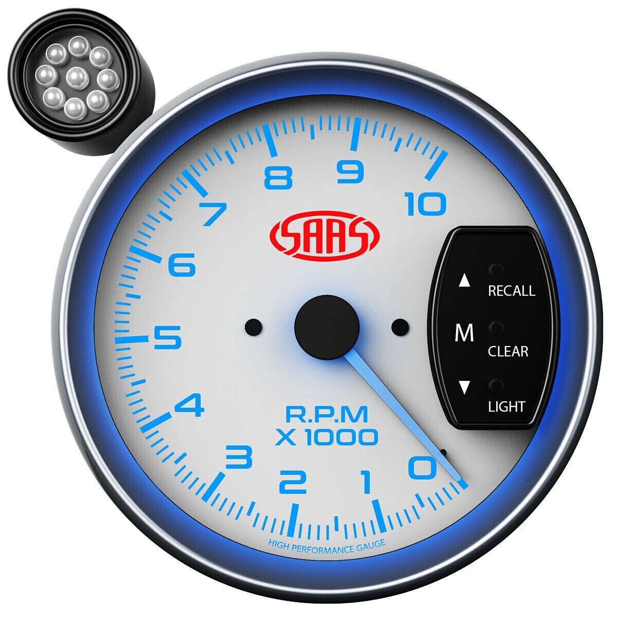 SAAS SG-TAC5W 5 Inch / 125mm Monster Tachometer with LED Shift Light