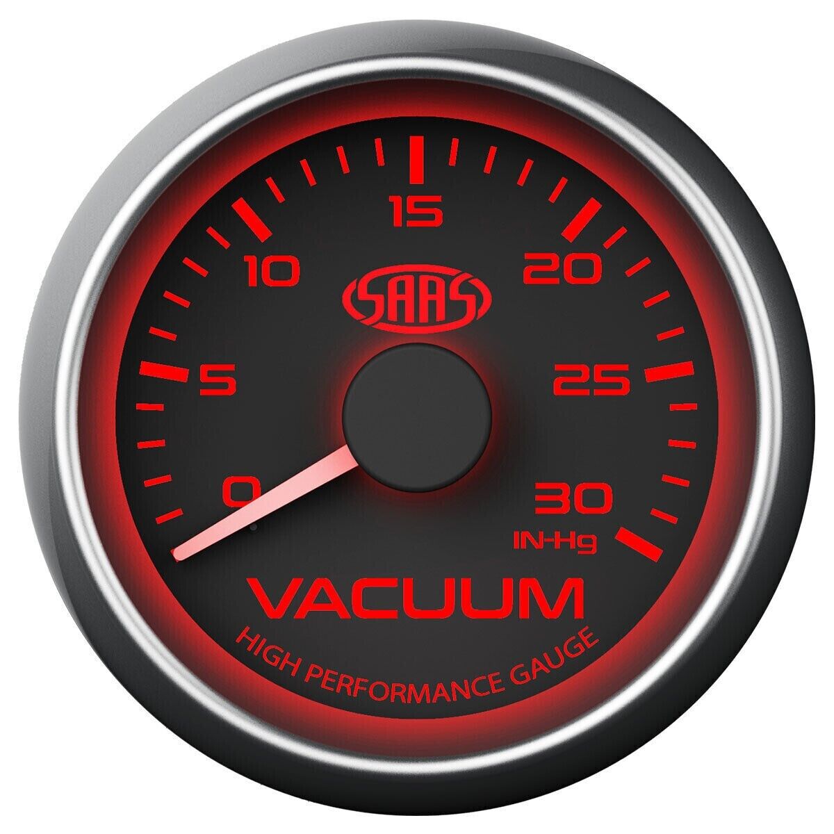 SAAS SGVAC52B Vacuum 52mm 2" 0>30in HG Analog Gauge Black Face Grey Rim 4 Colour