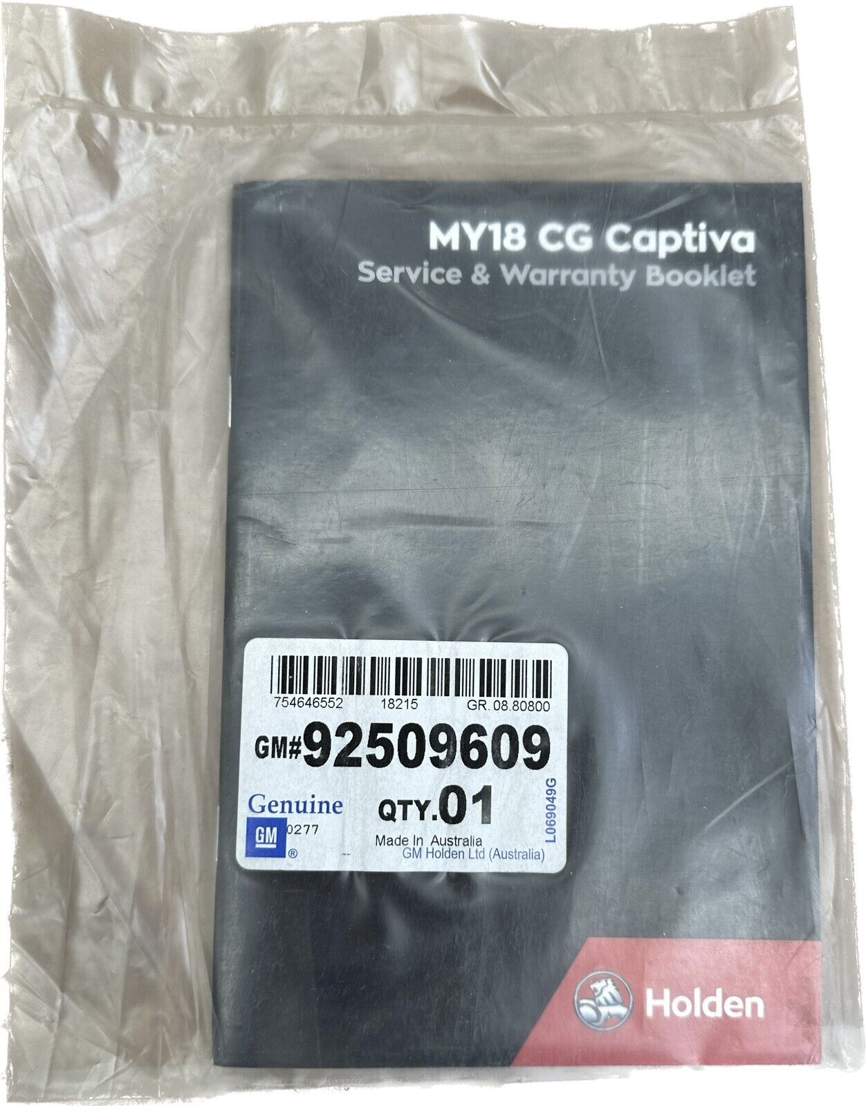 Service & Warranty Booklet For MY18 CG Holden Captiva