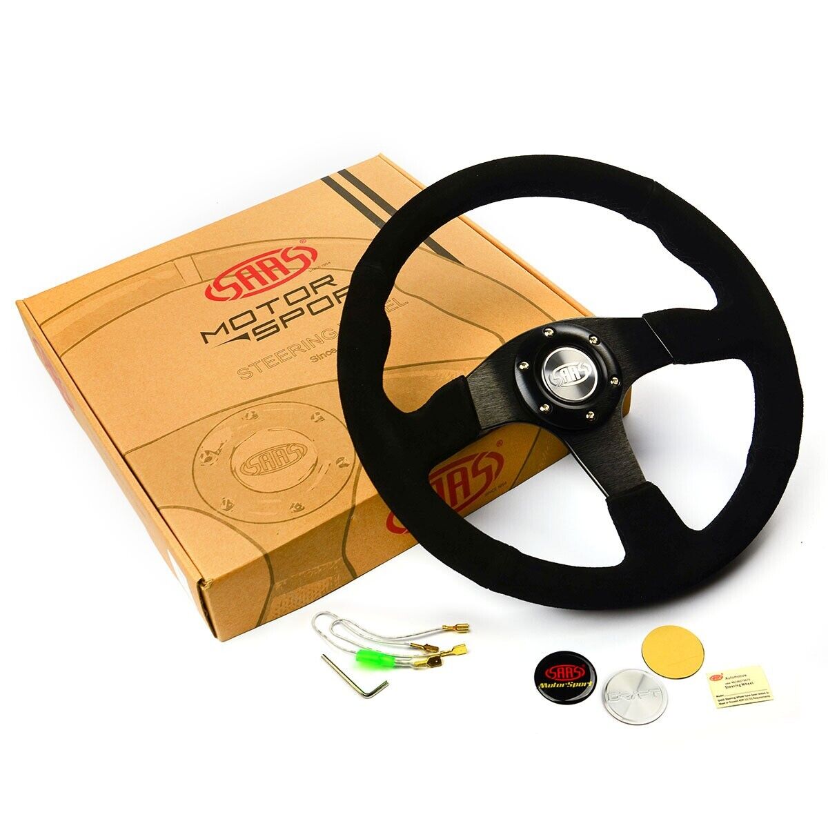 SAAS Steering Wheel Suede 350mm ADR Black Spoke
