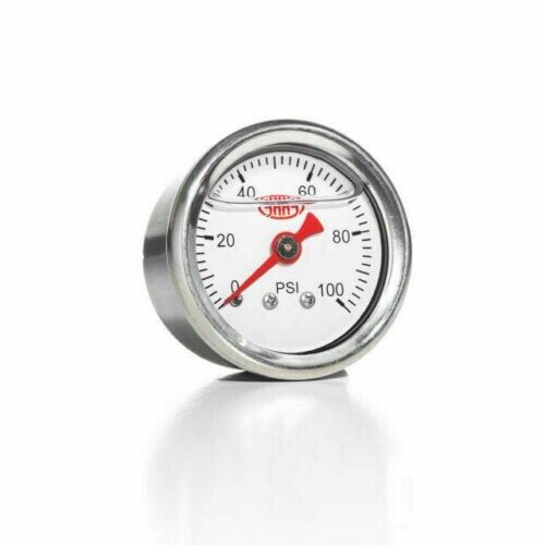 Genuine SAAS SG100W White Face Gauge Liquid Filled Fuel Pressure 0 > 100 PSI EFI