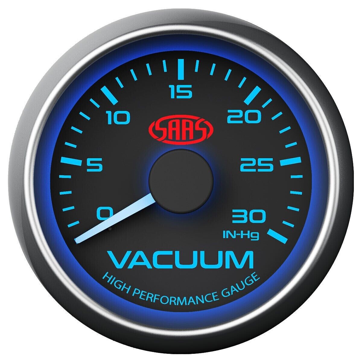 SAAS SGVAC52B Vacuum 52mm 2" 0>30in HG Analog Gauge Black Face Grey Rim 4 Colour