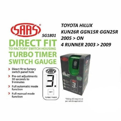 SAAS SG81801 Turbo Timer Digital Switch Gauge for Toyota Hilux GGN25R 2005 >