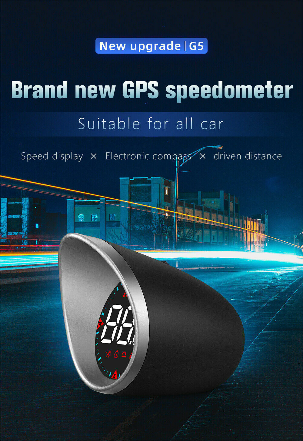GPS Speedo HUD Universal Car Heads Up Display Speed Warning Alarm Speedometer