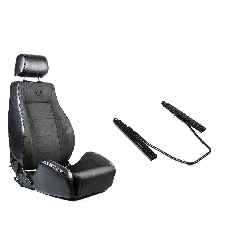 SAAS 4X4 Sports Seat (1) With Sliders Black Cloth / PU Leather ADR Compliant
