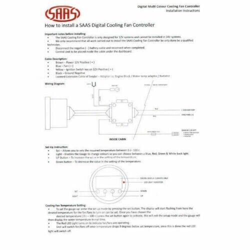 SAAS SGCFC52BS2 52mm 2in Digital Thermo Cooling Fan Controller Black Face Silver