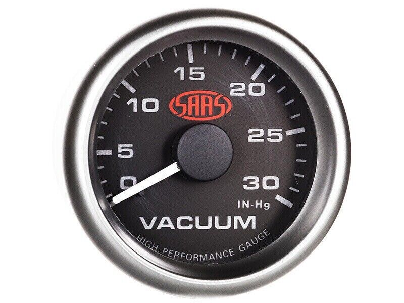 SAAS SGVAC52B Vacuum 52mm 2" 0>30in HG Analog Gauge Black Face Grey Rim 4 Colour