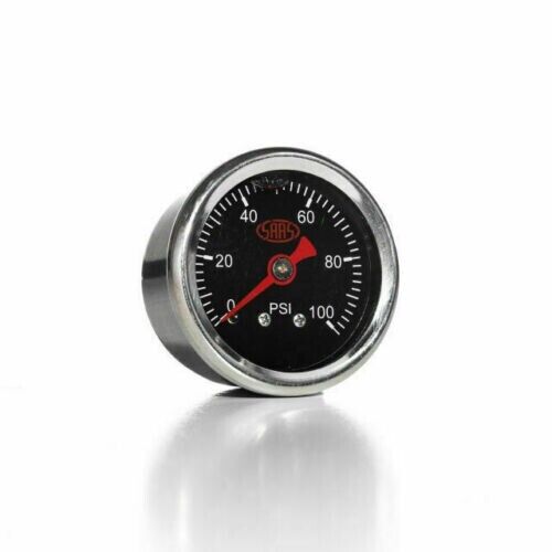 Genuine SAAS SG100B Black Face Gauge Liquid Filled Fuel Pressure 0 > 100 PSI EFI