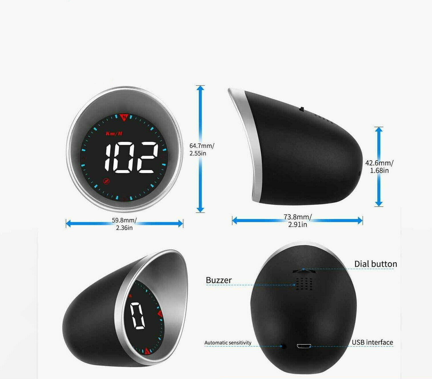 GPS Speedo HUD Universal Car Heads Up Display Speed Warning Alarm Speedometer