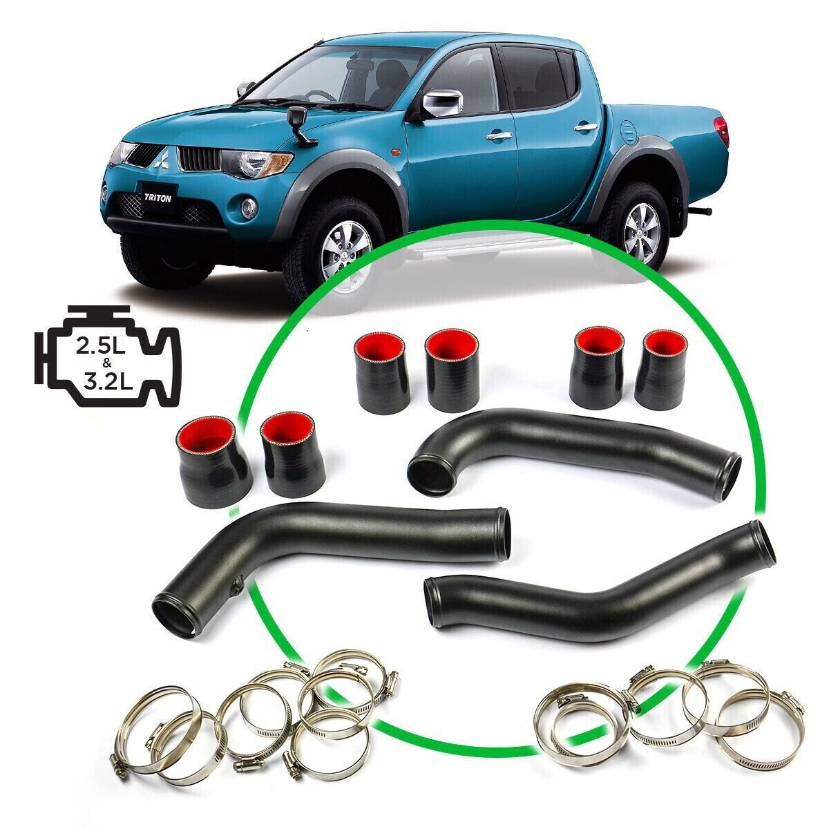 Genuine SAAS Intercooler Pipe Kit - Black Alloy for Triton 2.5-3.2 ML-MN