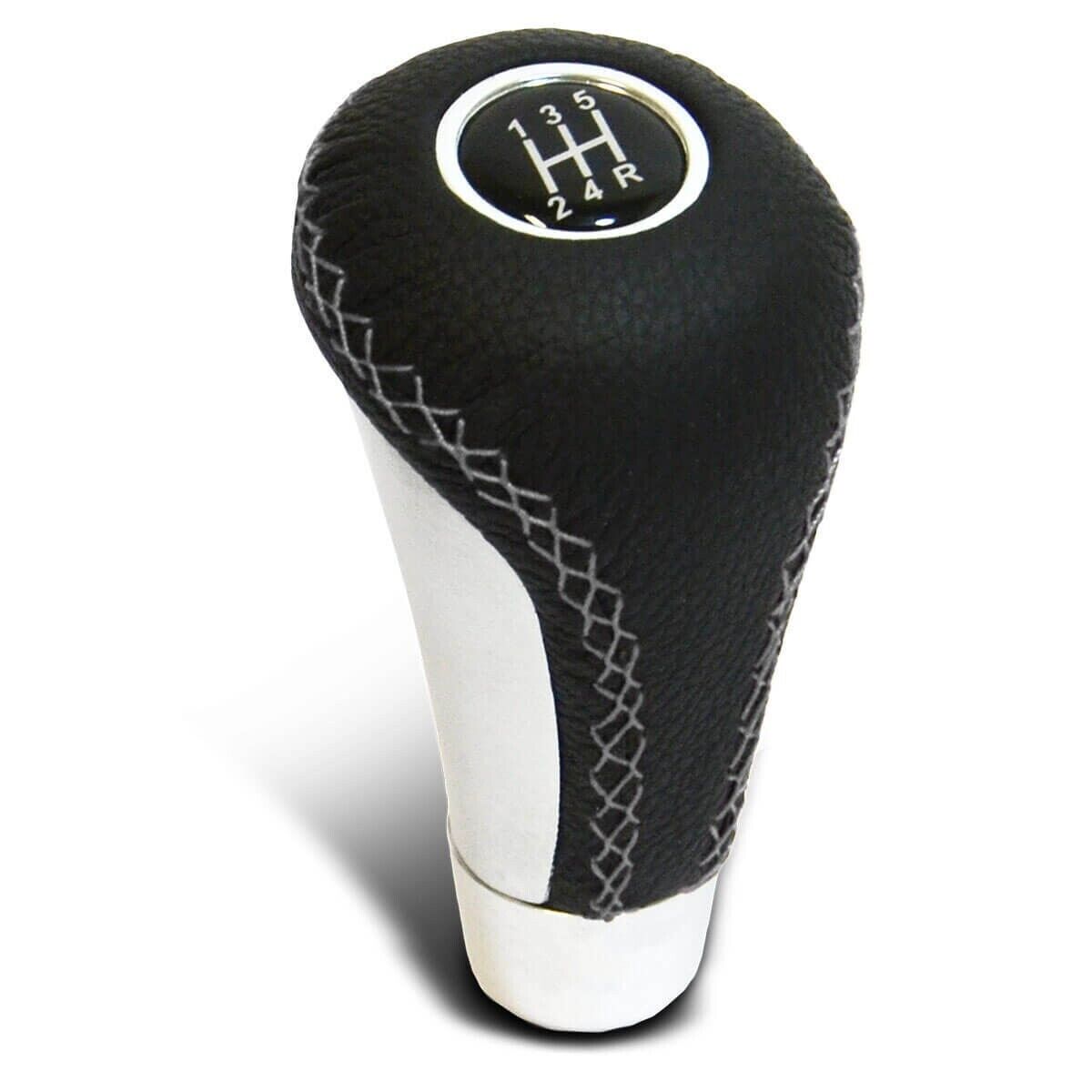 Leather Gear Knob Black With Grey Stitching & 8 Shift Patterns Insert