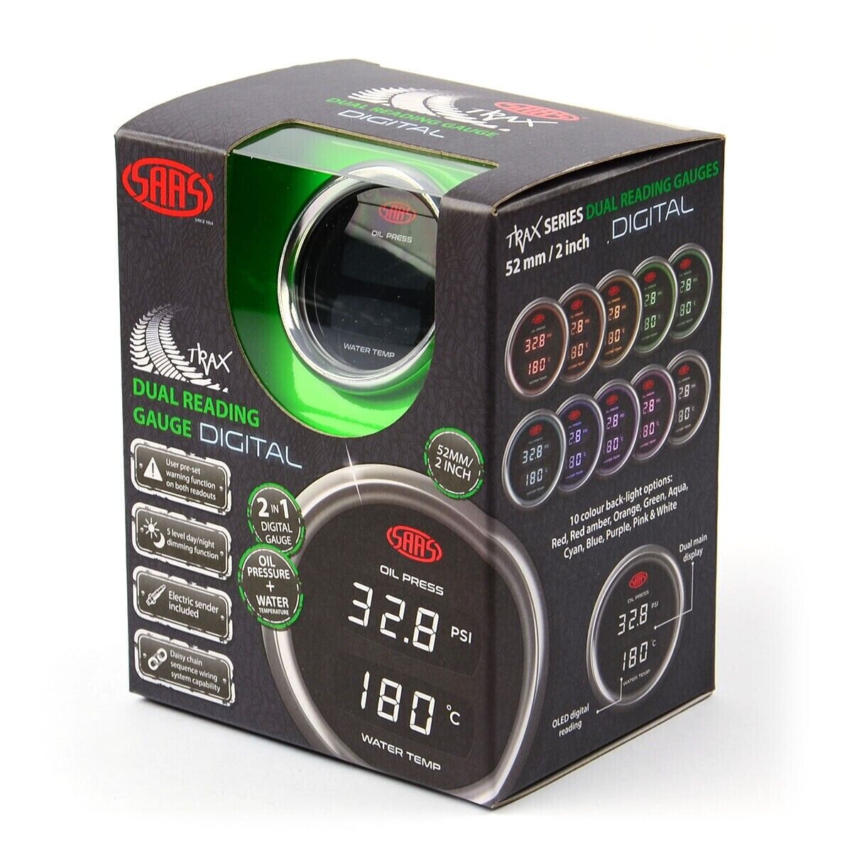 SAAS Trax Digital Dual Twin Reading Transmission Temp 60°-200° Water Temp >120