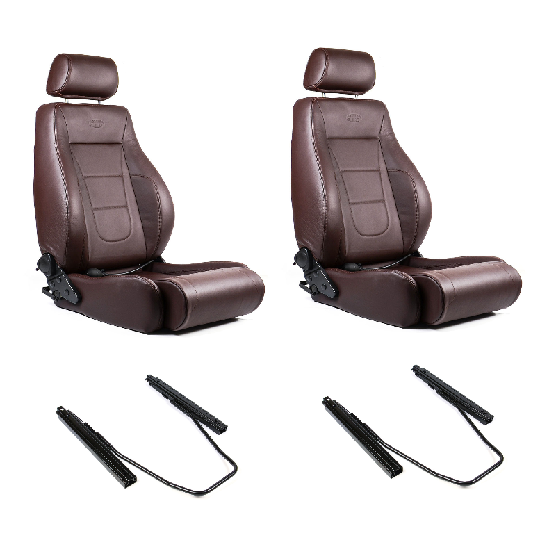 SAAS Trax 4X4 Seats (2) With Rails Premium Brown Leather ADR Compliant