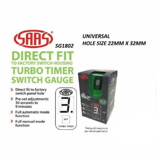 SAAS SG81802 Turbo Timer Digital Switch Gauge for Universal Hole Size 22x32mm