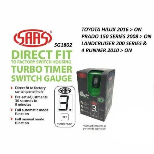 SAAS SG81802 Turbo Timer Digital Switch Gauge for Toyota Hilux 2016 > On
