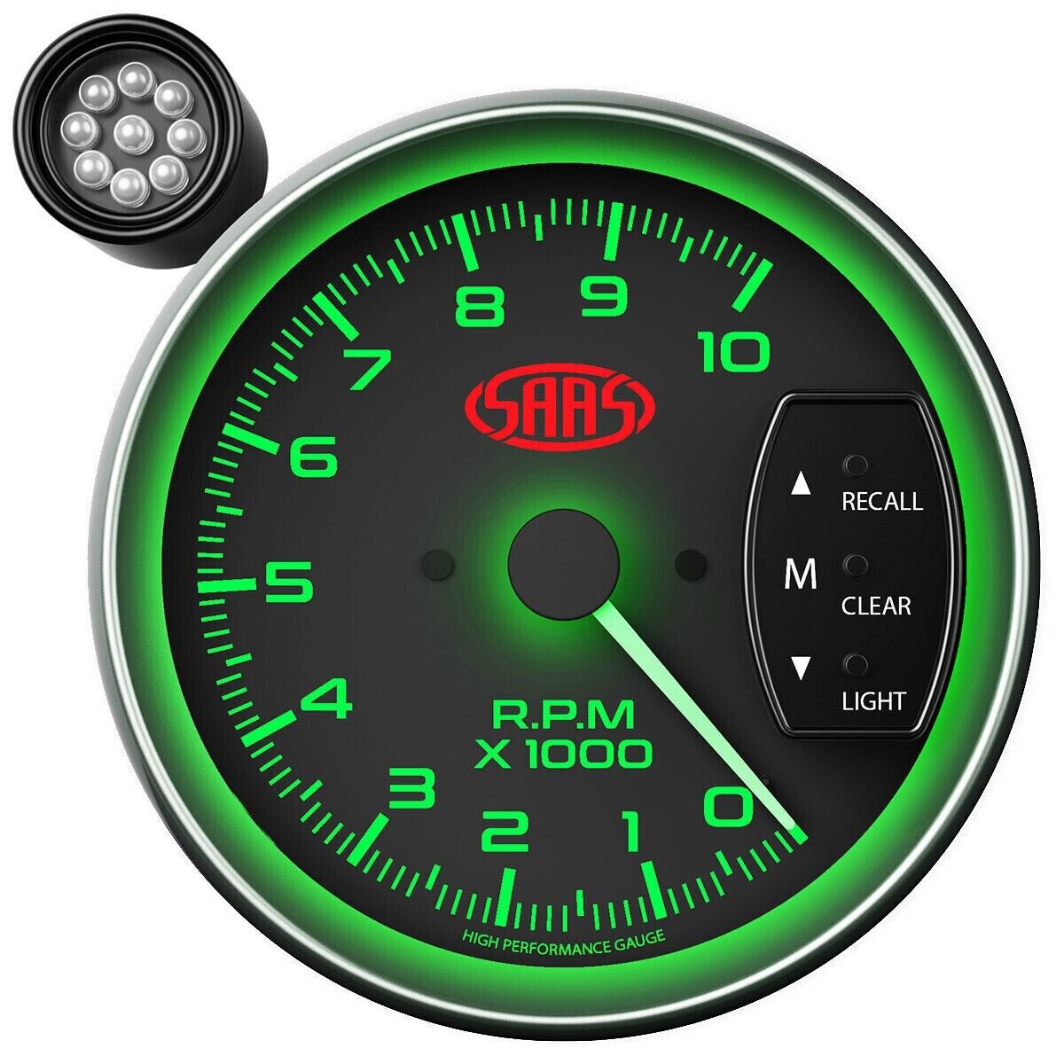 SAAS SG-TAC5B 5 Inch Monster Tacho Tachometer Gauge Shift Light Black