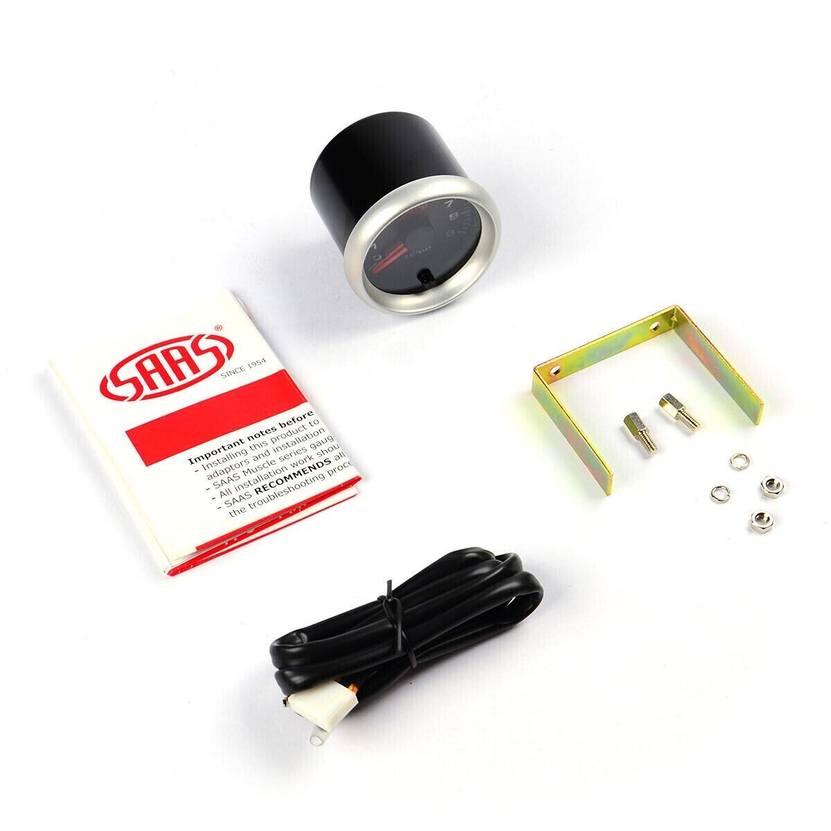 SAAS Series 2 EGT Pyro 52mm >900 Deg Analog Electric Gauge Black Face Silver Rim