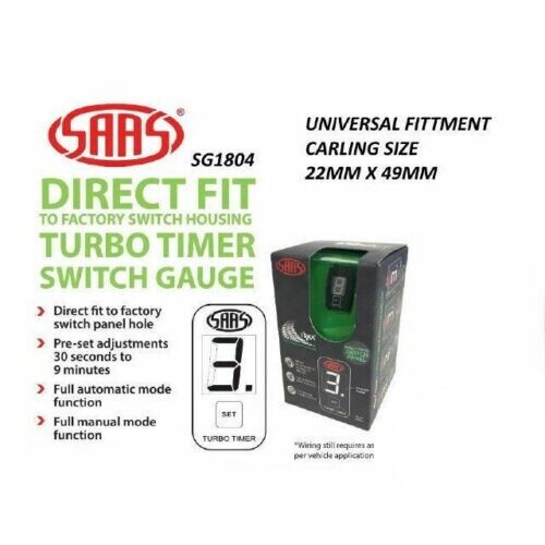 SAAS SG81802 Turbo Timer Digital Switch Gauge for Carling Hole Size 22mm X 49mm