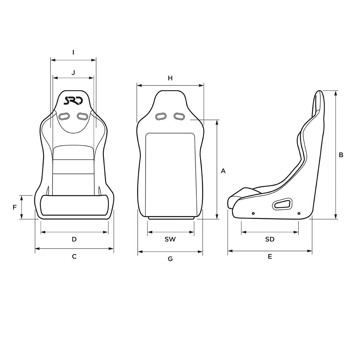 SAAS Universal SRD Seat (1) With Sliders SR2 Club Fixed Back Large