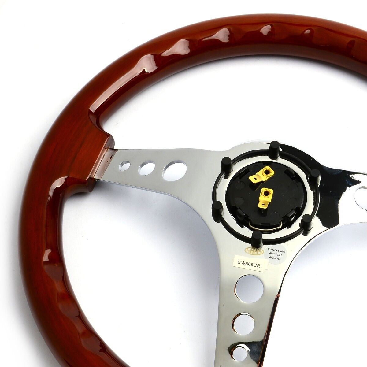 SAAS Steering Wheel Wood 350mm ADR Logano Chrome Spoke & Button