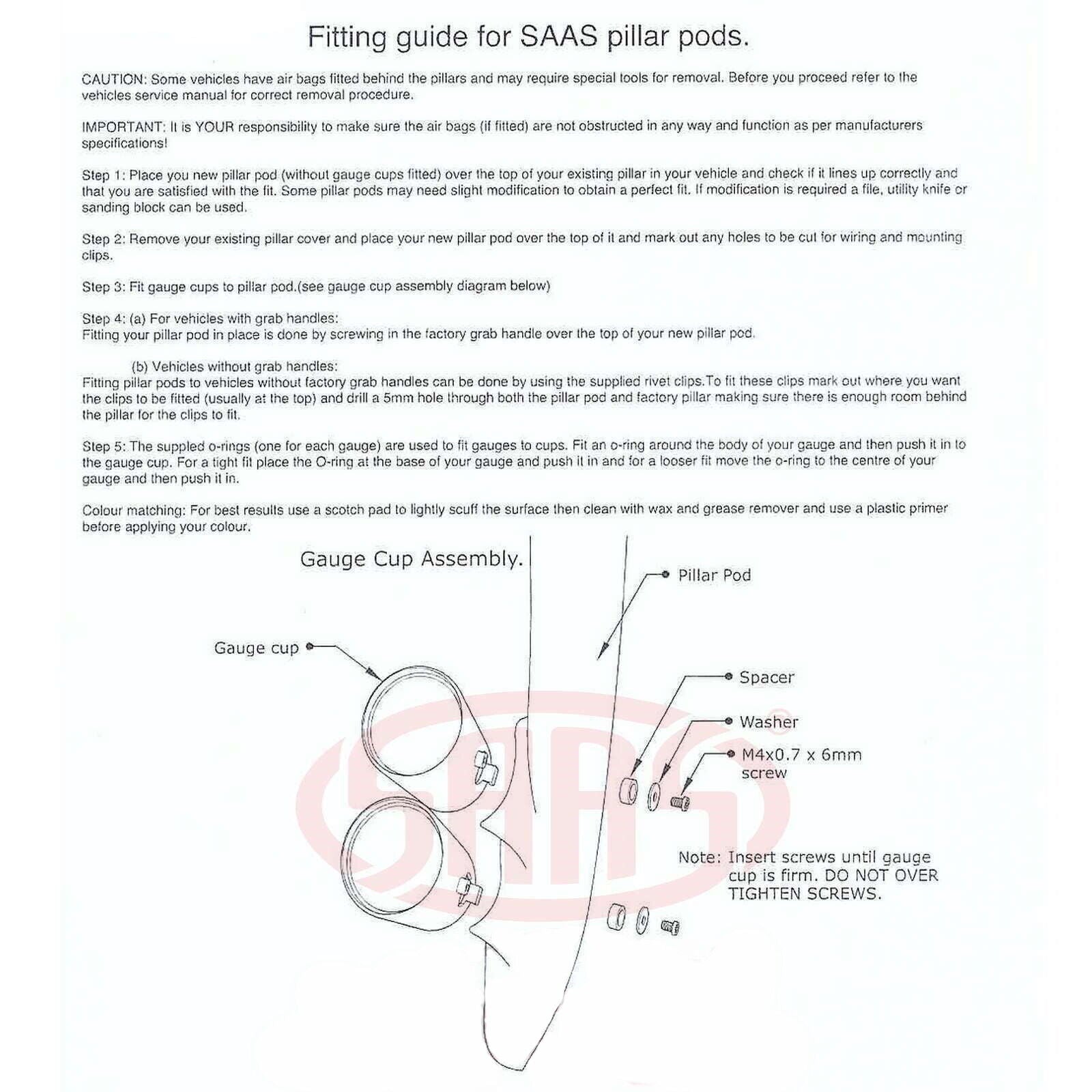 SAAS Gauge Pillar Pod for Toyota Landcruiser 75 Series for 52mm Gauges 1985>1999