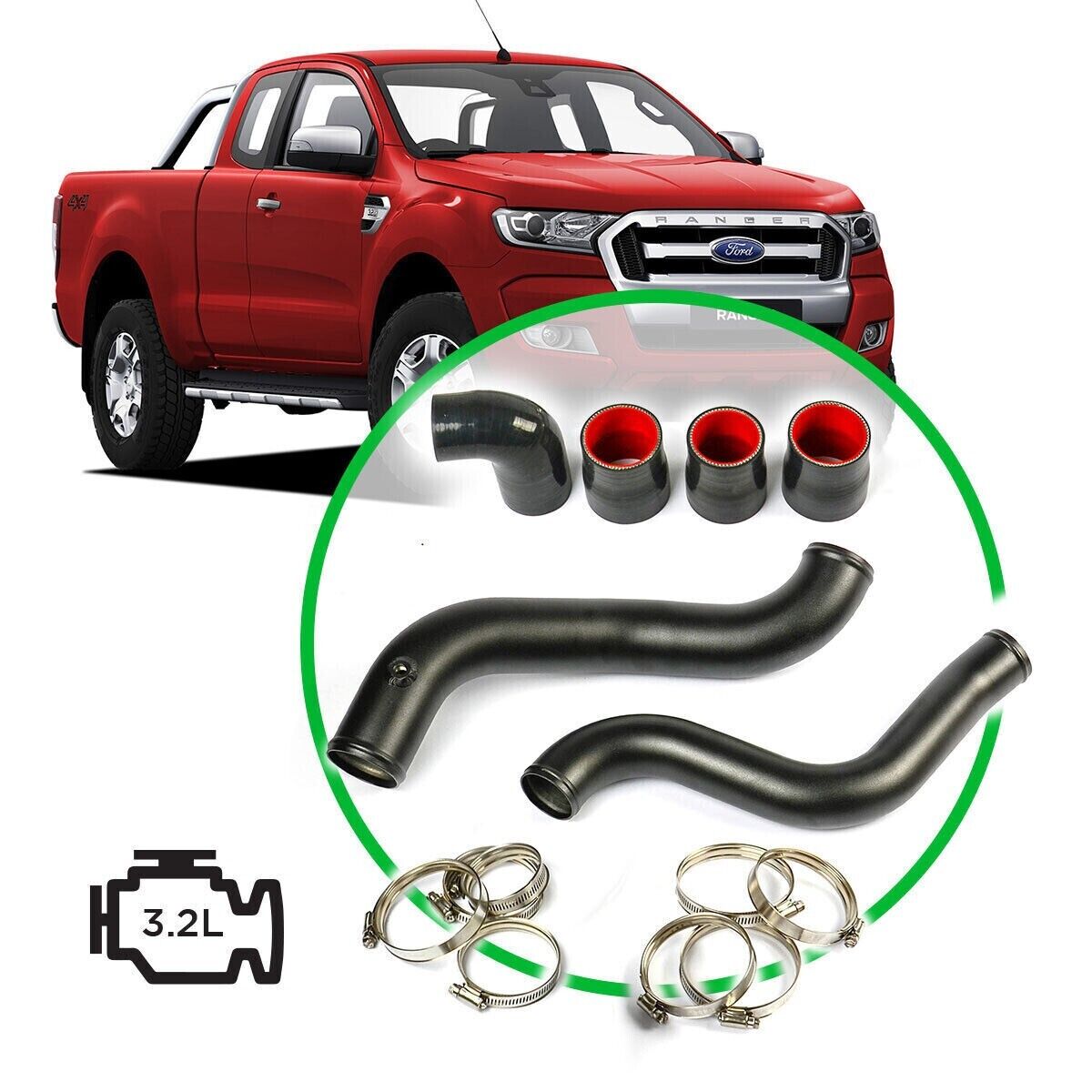 Genuine SAAS Intercooler Pipe Kit - Black Alloy for Ranger / BT50 3.2L