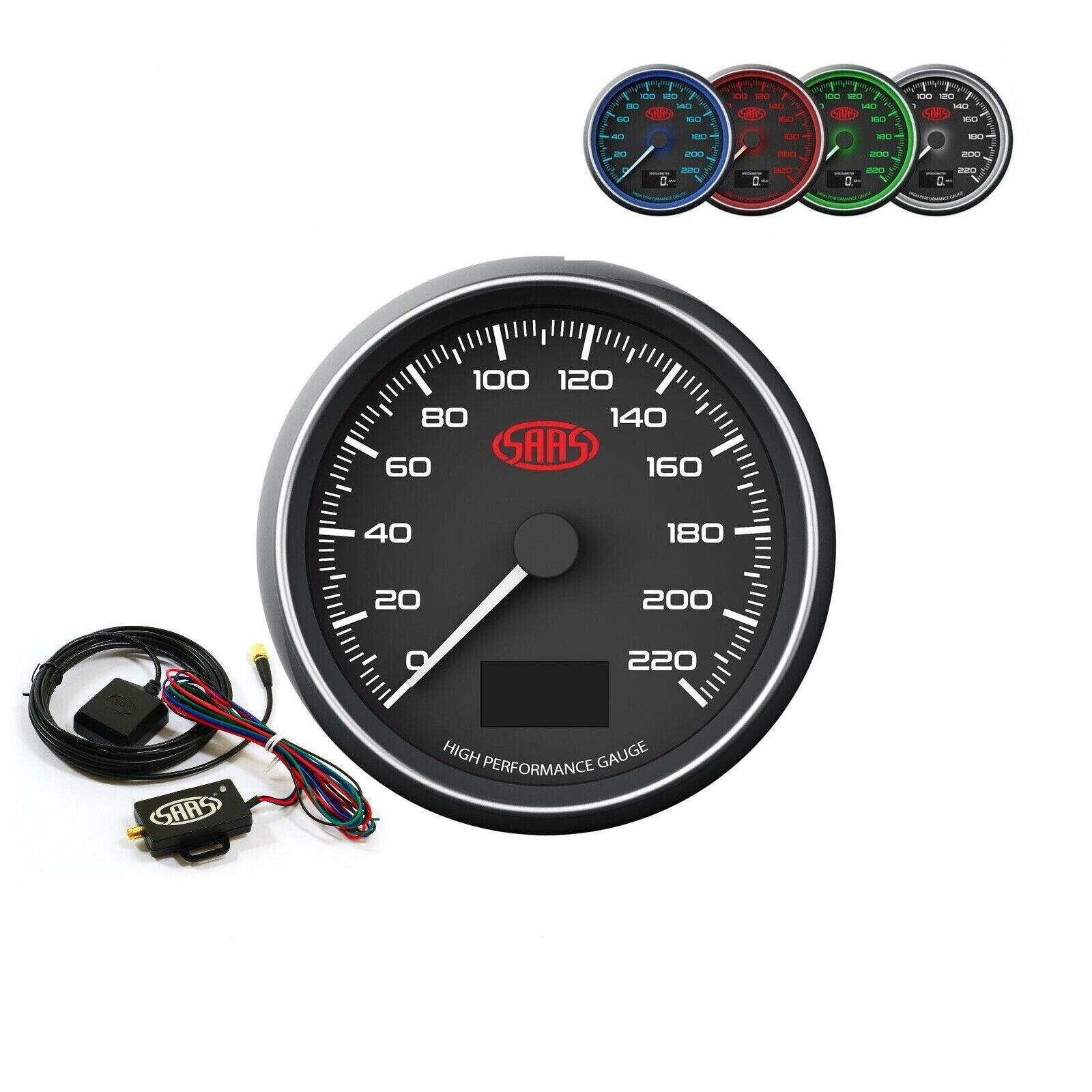 SAAS GPS Speedometer Speedo for Muscle Series >220 Kph 3 1/2in / 90mm Dash Black