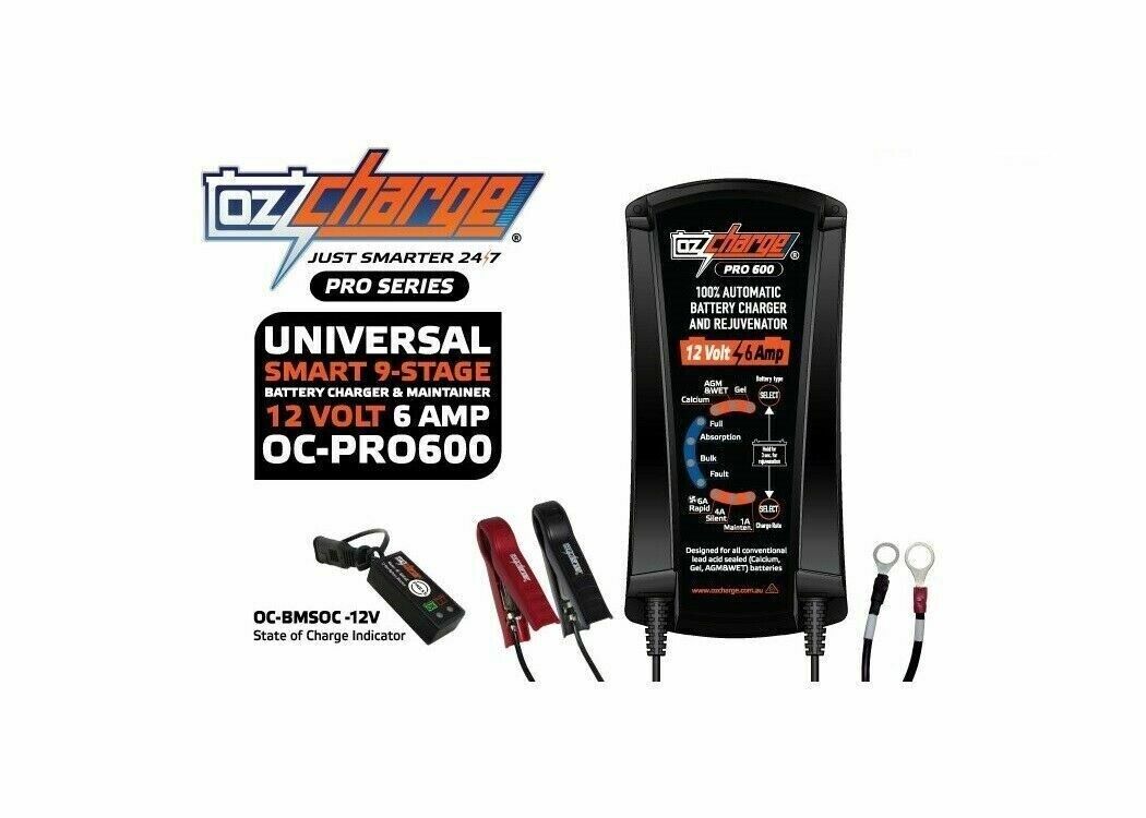 Oc-Pro600 OzCharge Pro Series 12 Volt 6 Amp 6a 9-Stage Battery Charger & Maint