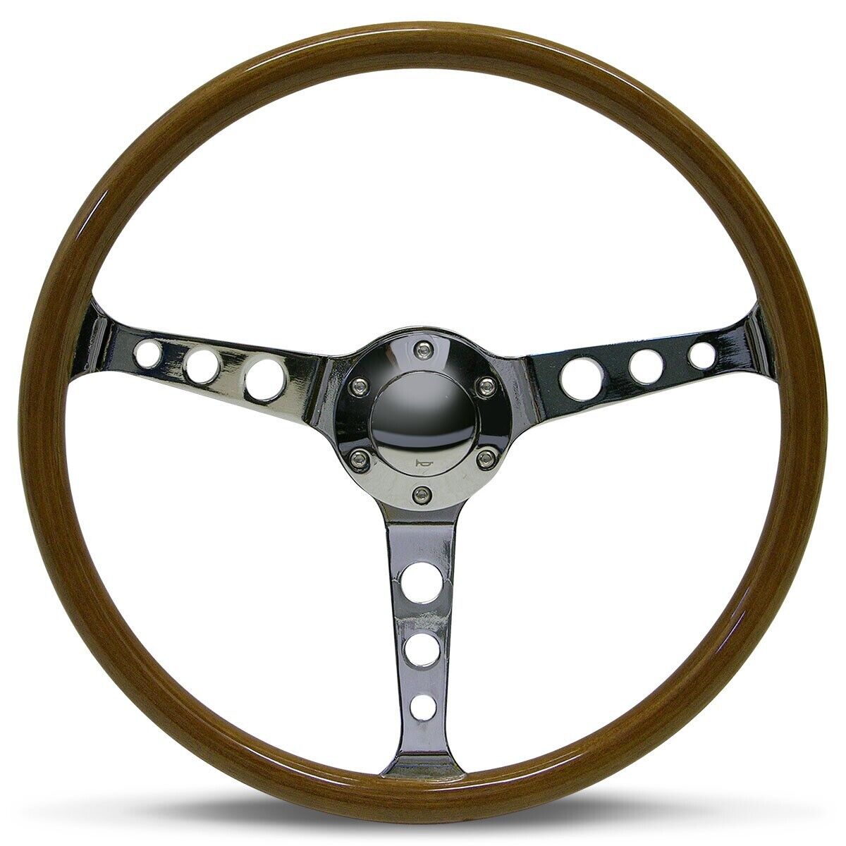 SAAS Steering Wheel Wood 380mm ADR Classic Chrome With Holes