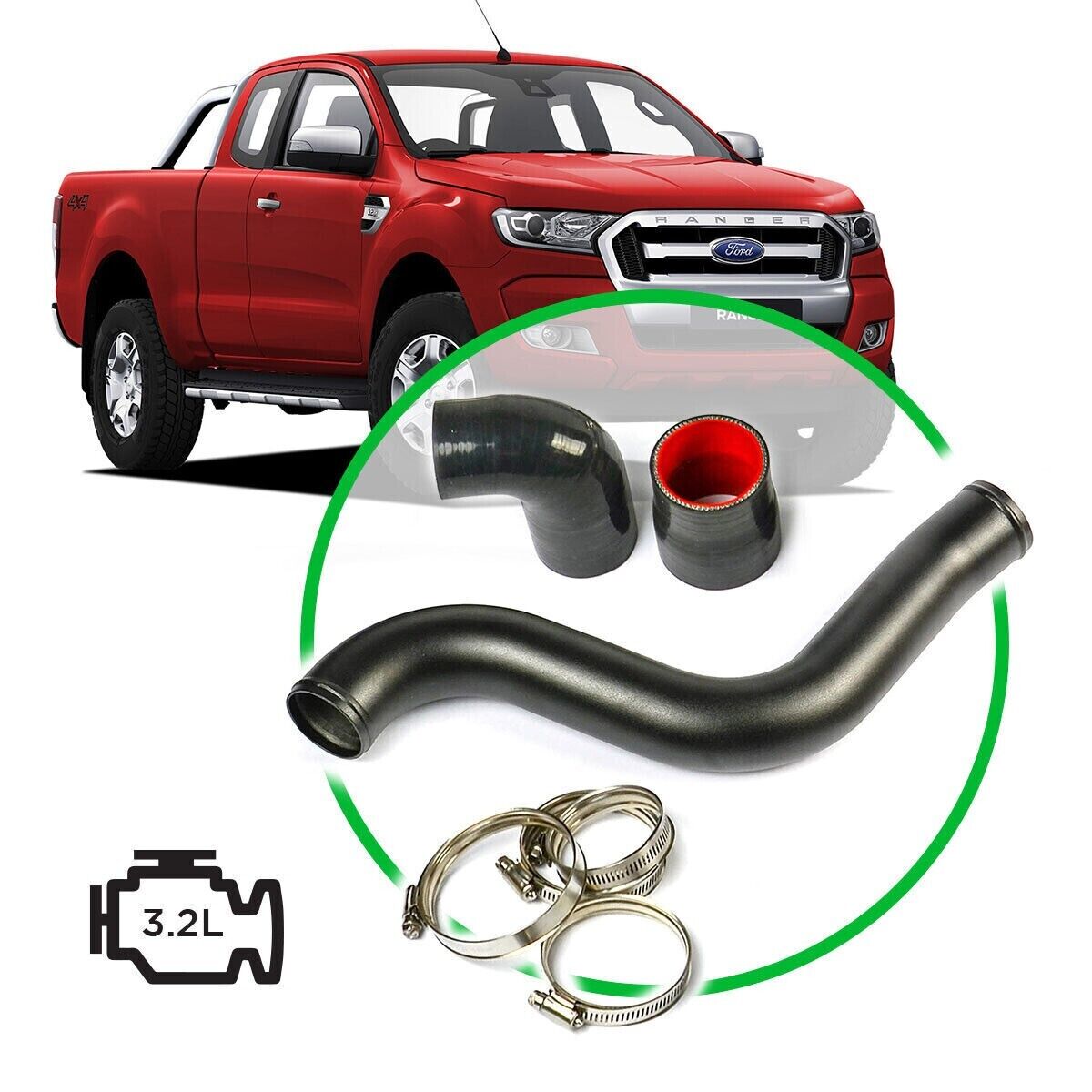 SAAS Intercooler Black Alloy Pipe Hot Side For Ford Ranger/Mazda BT50 3.2L