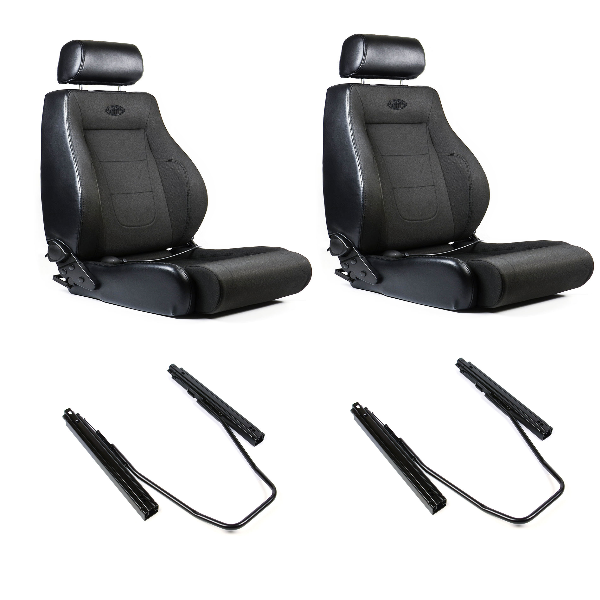 SAAS TRAX 4X4 Seats (2) With Rails Black Cloth / PU ADR Compliant