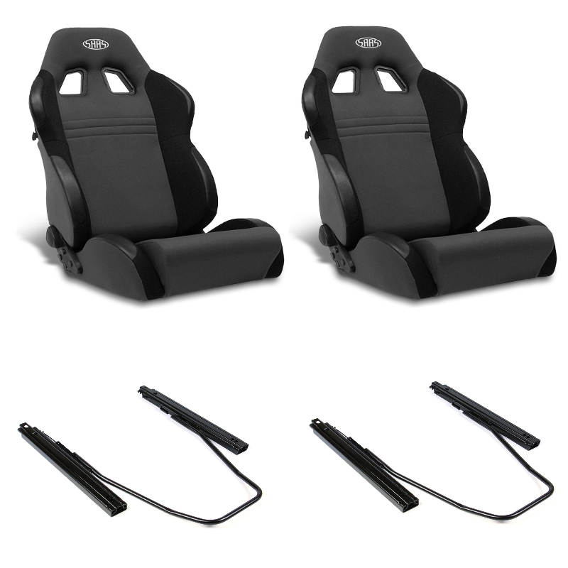 SAAS Vortek Seats (2) With Rails Dual Recline Black/Grey ADR Compliant