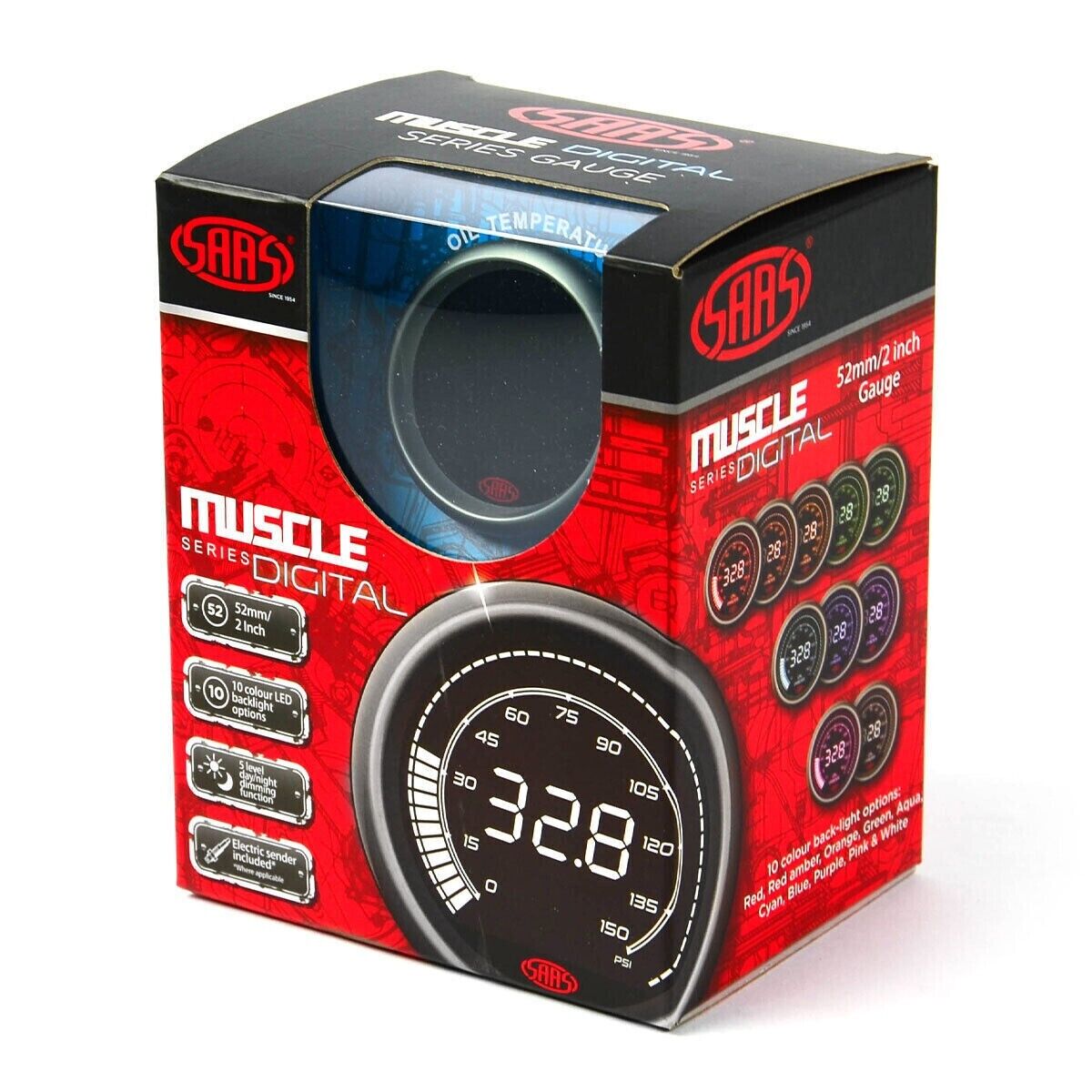 SAAS Muscle Digital Series SG41221 Engine Oil Temp Gauge 50-150 C 52mm / 2"