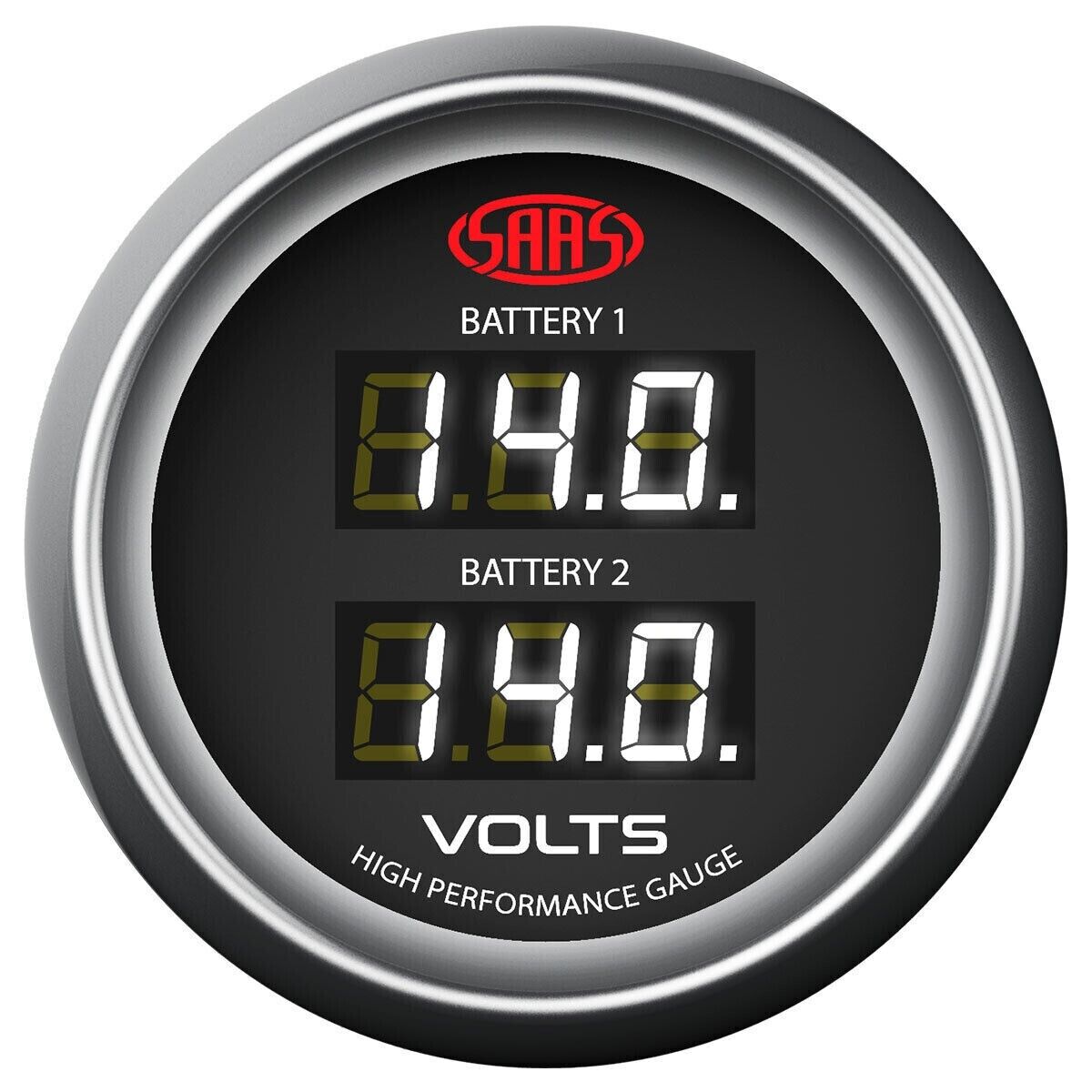 SAAS Muscle 52mm Voltage Gauge Dual Digital 8-18V Multi Colour Display 2" Black