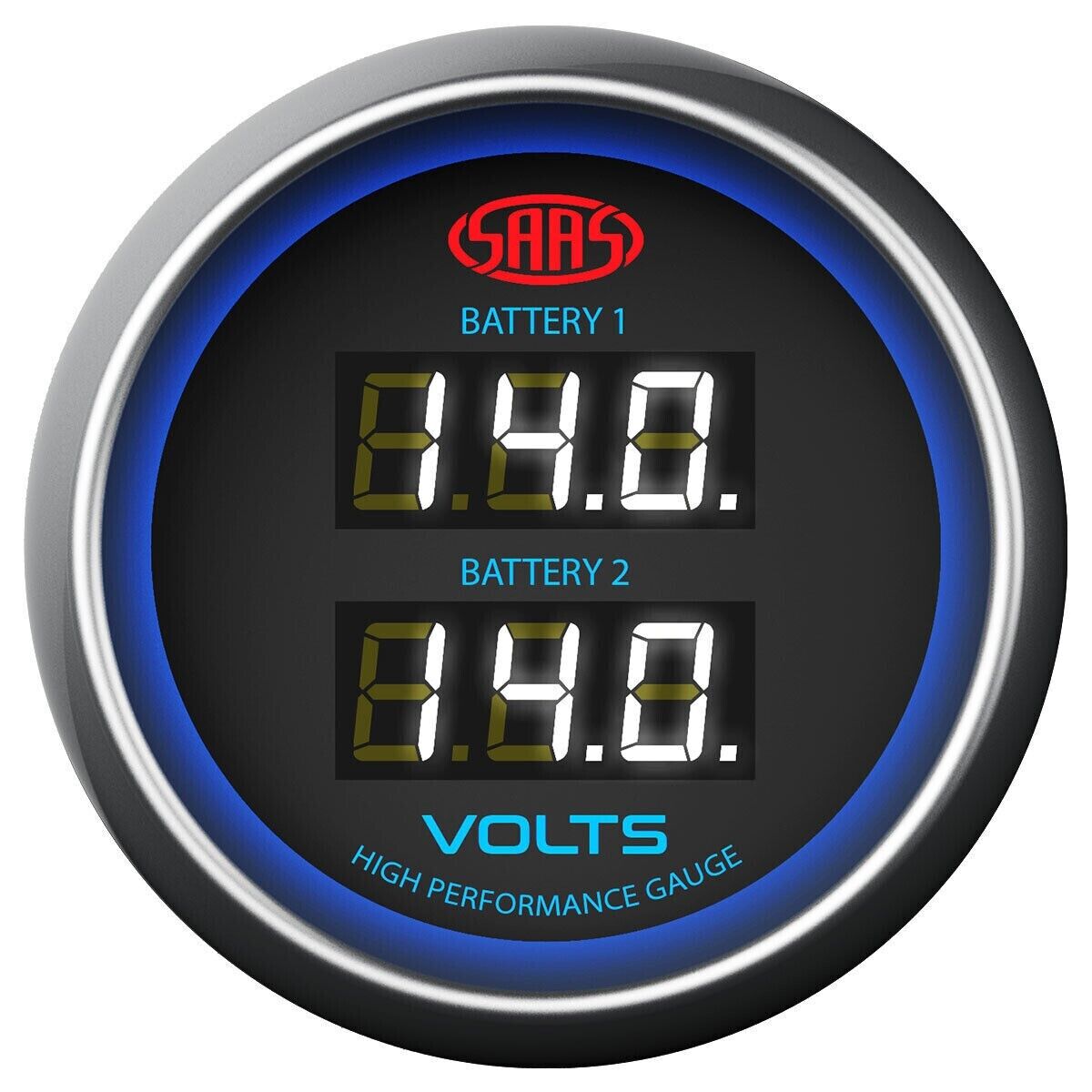 SAAS Muscle 52mm Voltage Gauge Dual Digital 8-18V Multi Colour Display 2" Black