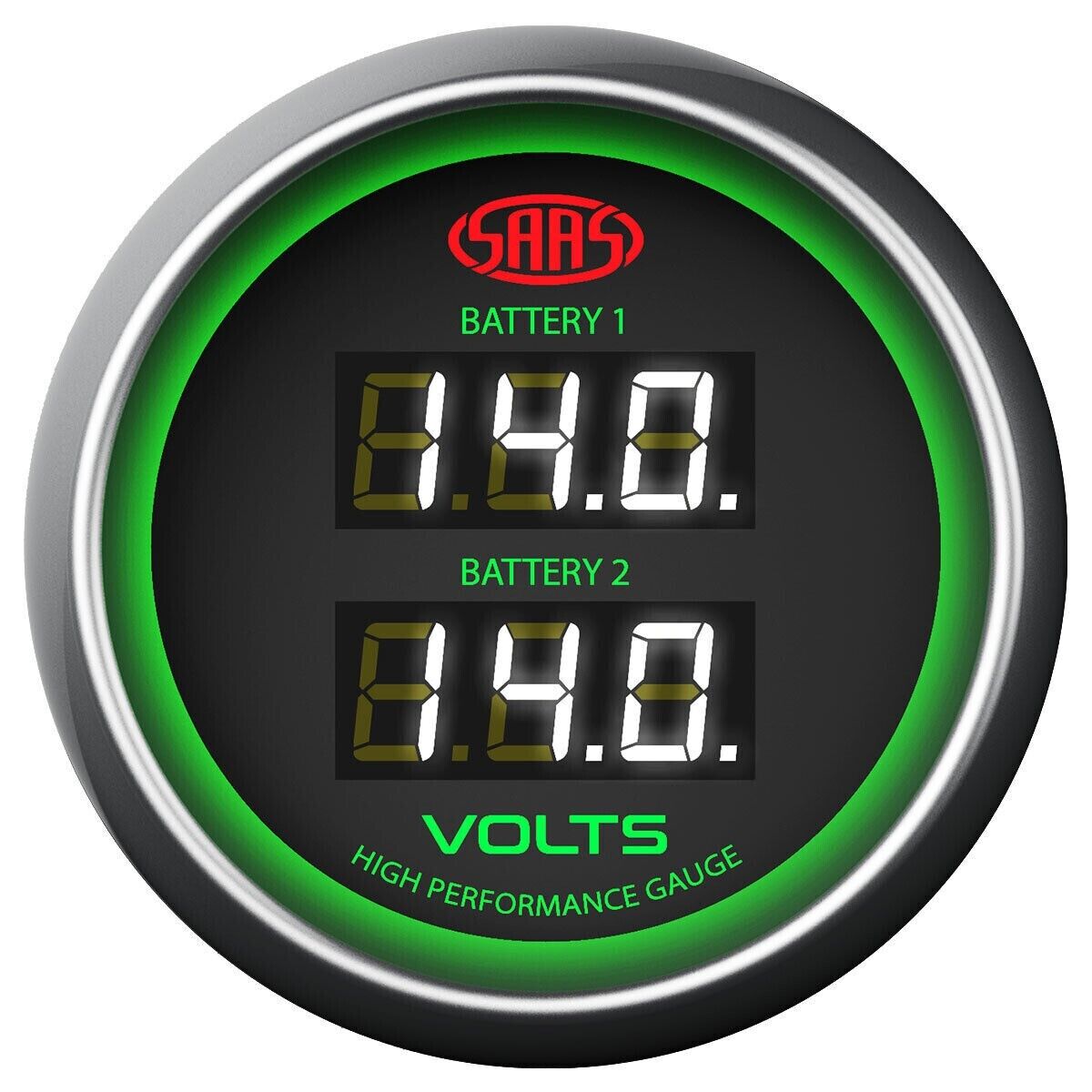 SAAS Muscle 52mm Voltage Gauge Dual Digital 8-18V Multi Colour Display 2" Black