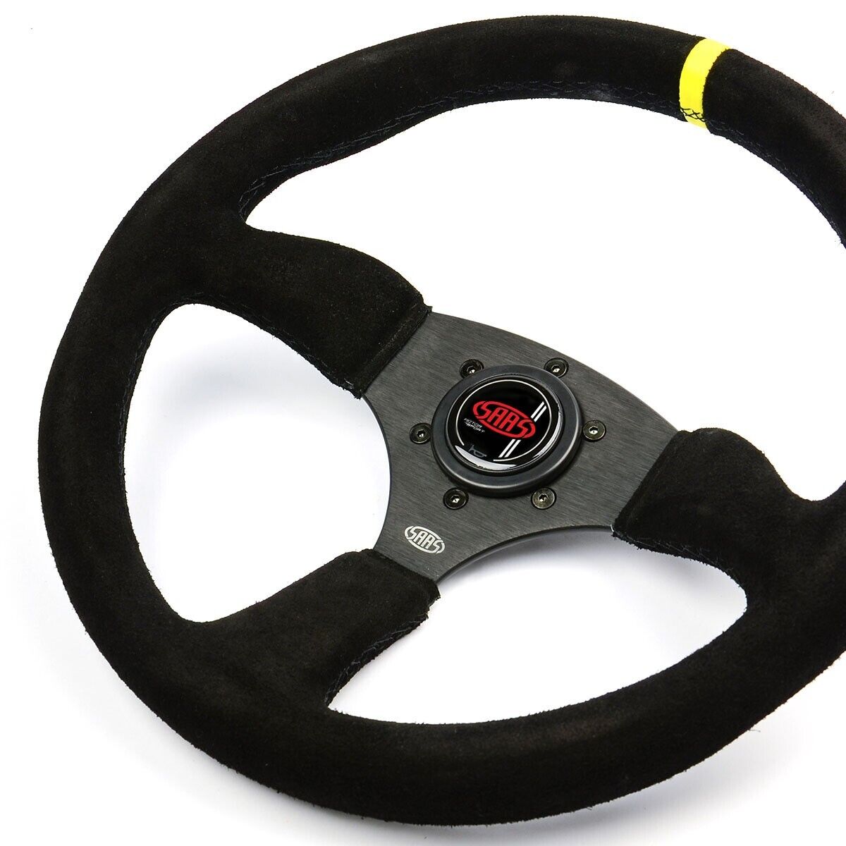 SAAS Steering Wheel Suede 14" ADR Tokyo Motorsport Black Spoke + Indicator